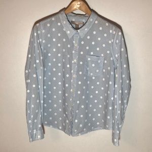 Forever 21 Blue Polka Dot & Pinstripe Long Sleeves